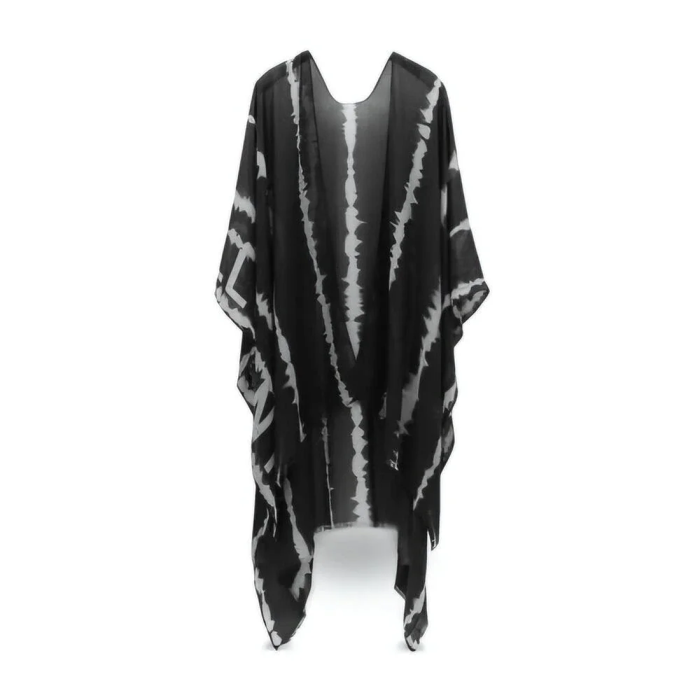 AllSaints Tie Stripe Ruana Women OS Black Tie Dye Modal Wrap Scarf Lightweight